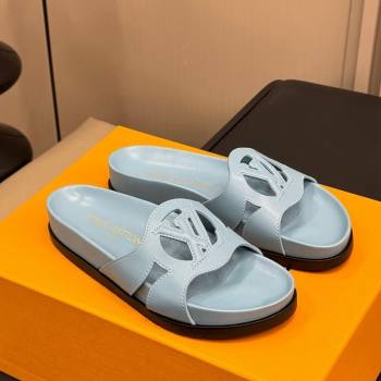 Louis Vuitton LV Isola Flat Comfort Slides Sandal in Calf Leather Grey 2024 (MD-240724107)