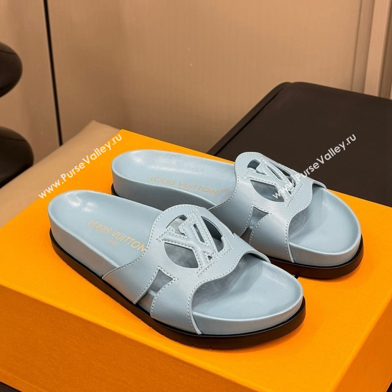 Louis Vuitton LV Isola Flat Comfort Slides Sandal in Calf Leather Grey 2024 (MD-240724107)