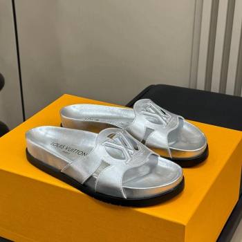 Louis Vuitton LV Isola Flat Comfort Slides Sandal in Calf Leather Silver 2024 (MD-240724109)