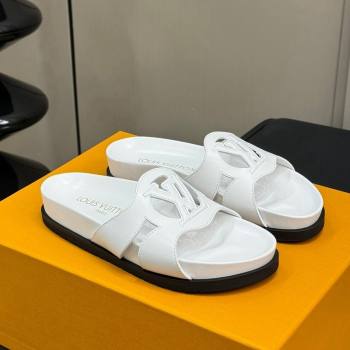 Louis Vuitton LV Isola Flat Comfort Slides Sandal in Calf Leather White 2024 (MD-240724111)