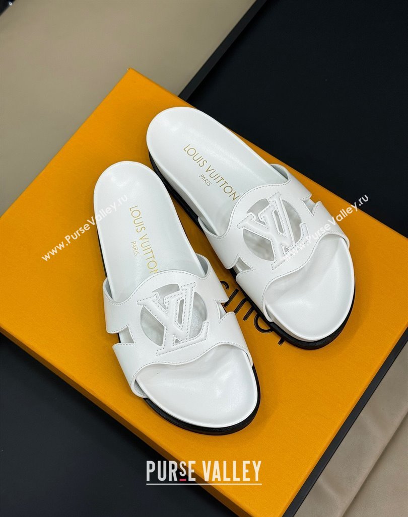 Louis Vuitton LV Isola Flat Comfort Slides Sandal in Calf Leather White 2024 (MD-240724111)