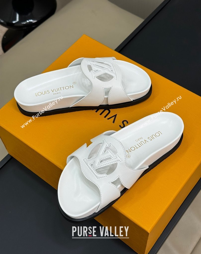 Louis Vuitton LV Isola Flat Comfort Slides Sandal in Calf Leather White 2024 (MD-240724111)