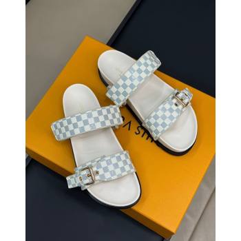 Louis Vuitton Bom Dia Flat Comfort Slides Sandal in Damier Leather White 2024 (MD-240724116)