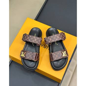 Louis Vuitton LV Sunset Flat Comfort Slides Sandal in Mini-Monogram Canvas Brown 2024 0724 (MD-240724123)