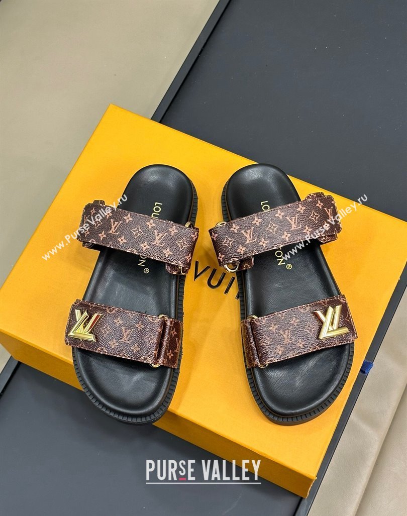 Louis Vuitton LV Sunset Flat Comfort Slides Sandal in Mini-Monogram Canvas Brown 2024 0724 (MD-240724123)