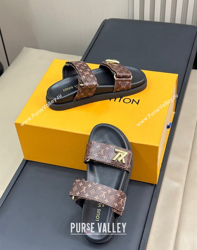 Louis Vuitton LV Sunset Flat Comfort Slides Sandal in Mini-Monogram Canvas Brown 2024 0724 (MD-240724123)