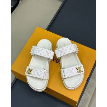 Louis Vuitton LV Sunset Flat Comfort Slides Sandal in Mini-Monogram Canvas White 2024 0724 (MD-240724124)