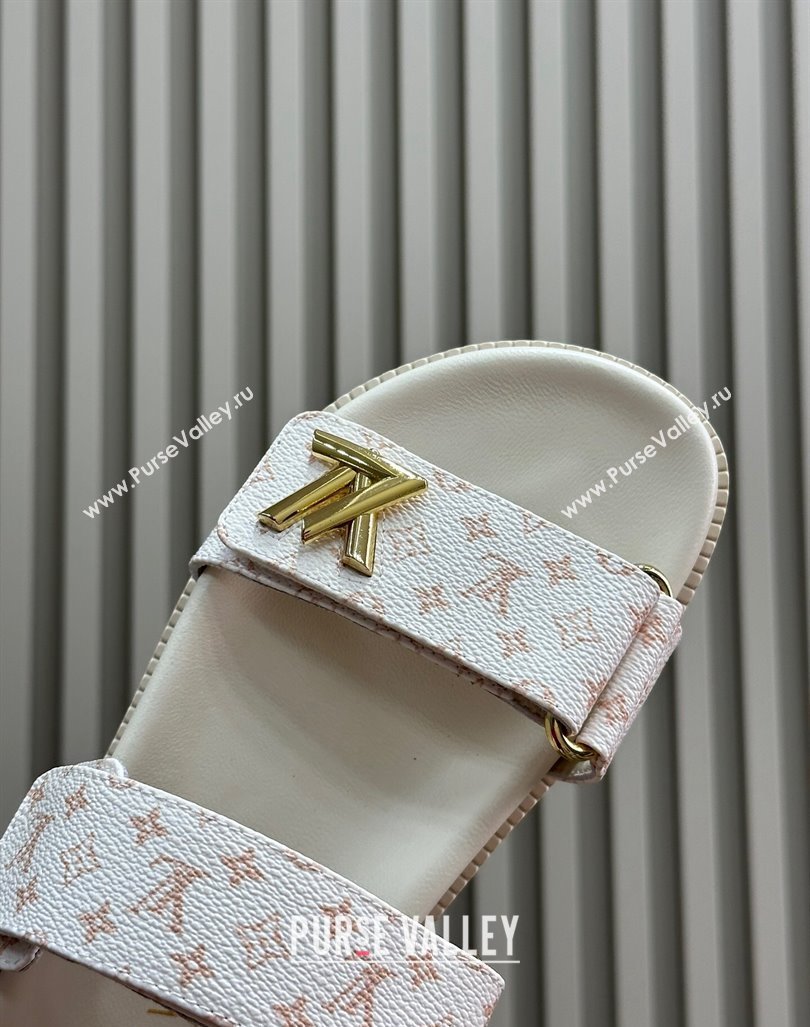 Louis Vuitton LV Sunset Flat Comfort Slides Sandal in Mini-Monogram Canvas White 2024 0724 (MD-240724124)