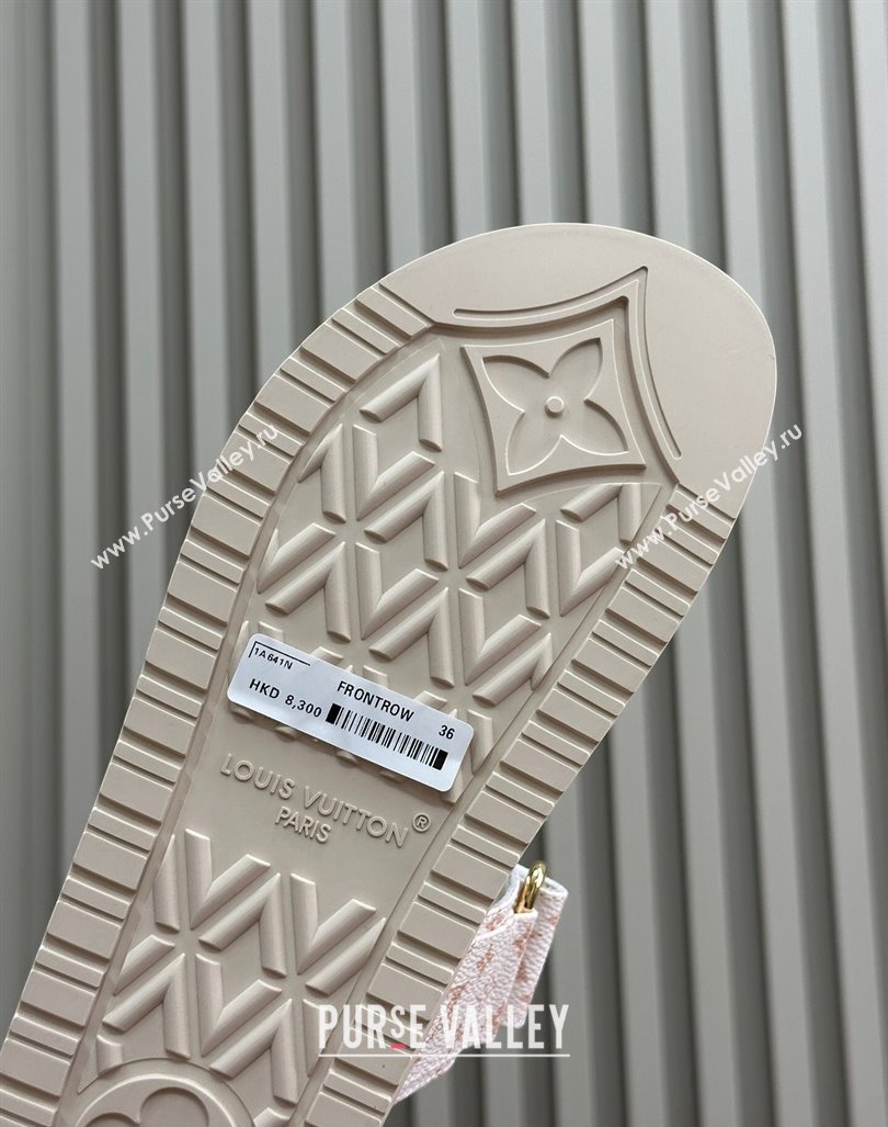 Louis Vuitton LV Sunset Flat Comfort Slides Sandal in Mini-Monogram Canvas White 2024 0724 (MD-240724124)