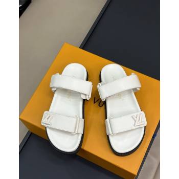 Louis Vuitton LV Sunset Flat Comfort Slides Sandal in Calf Leather White 2024 0724 (MD-240724122)