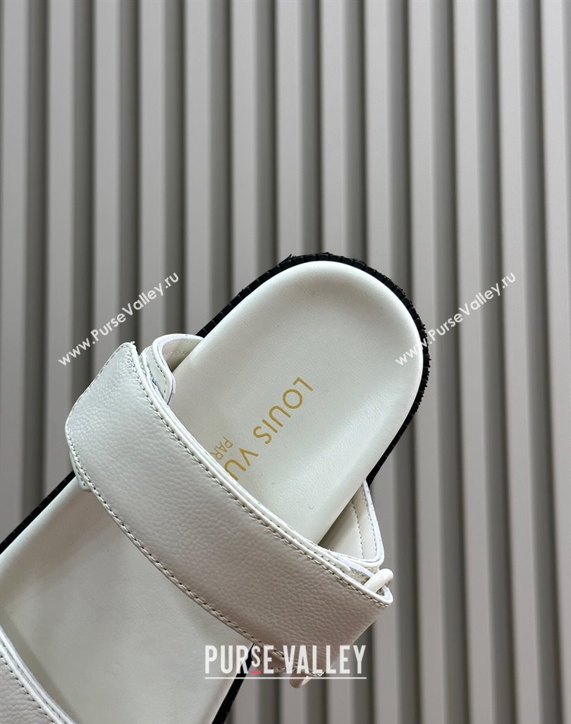 Louis Vuitton LV Sunset Flat Comfort Slides Sandal in Calf Leather White 2024 0724 (MD-240724122)