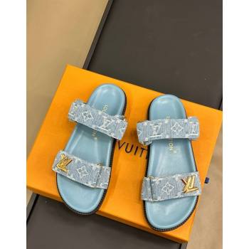 Louis Vuitton LV Sunset Flat Comfort Slides Sandal in Blue Bleached Denim 2024 0724 (MD-240724125)