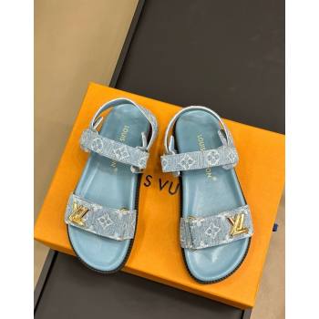 Louis Vuitton LV Sunset Flat Comfort Sandals in Blue Bleached Denim 2024 0724 (MD-240724126)