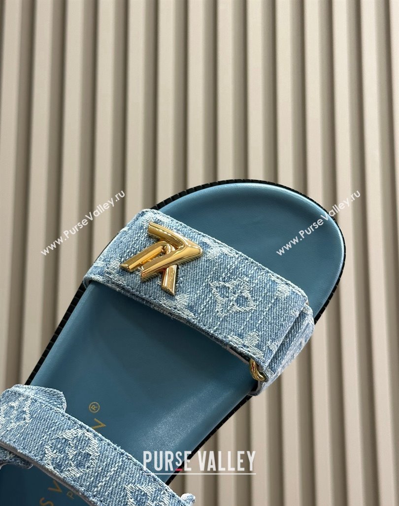 Louis Vuitton LV Sunset Flat Comfort Sandals in Blue Bleached Denim 2024 0724 (MD-240724126)