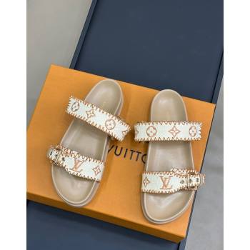 Louis Vuitton Bom Dia Flat Comfort Slides Sandal in Monogram Straw Beige 2024 (MD-240724127)