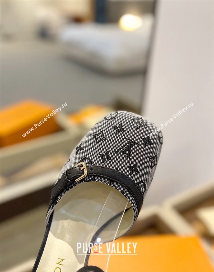 Louis Vuitton Mary Janes Pumps 8cm in Monogram Textile and Leather Grey 2024 0724 (SS-240724136)