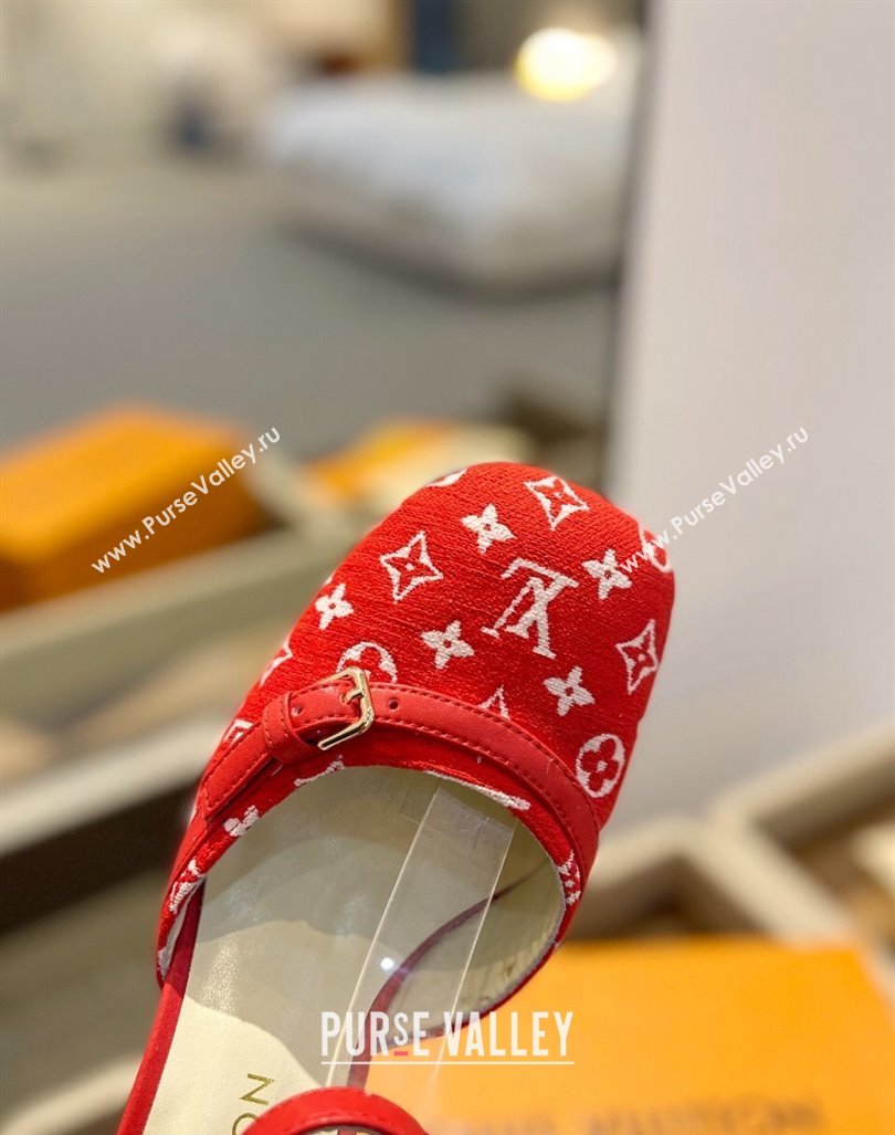 Louis Vuitton Mary Janes Pumps 8cm in Monogram Textile and Leather Red 2 2024 0724 (SS-240724137)