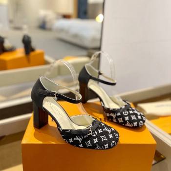 Louis Vuitton Mary Janes Pumps 8cm in Monogram Textile and Leather Black 2024 0724 (SS-240724138)