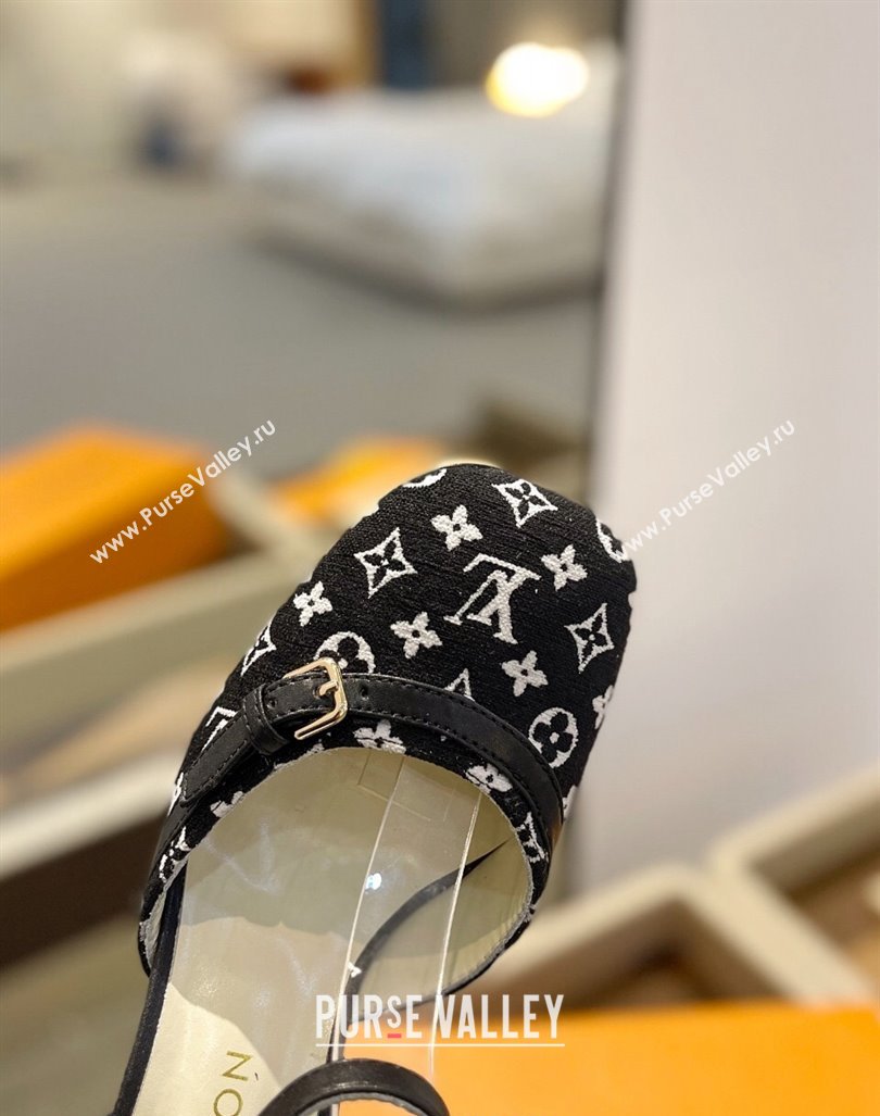 Louis Vuitton Mary Janes Pumps 8cm in Monogram Textile and Leather Black 2024 0724 (SS-240724138)