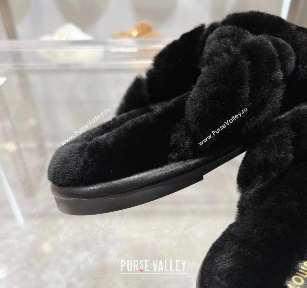 Louis Vuitton LV Bliss Comfort Flat Slides Sandals in Wool Black 2024 0704002 (MD-240724075)