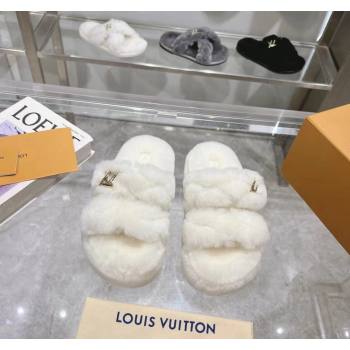 Louis Vuitton LV Sunset Platform Comfort Slides Sandal 3.5cm in Wool White 2024 0724001 (MD-240724069)