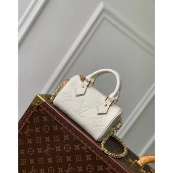 Louis Vuitton Nano Speedy Mini Bag in Bicolor Monogram Leather M24169 White/Green 2024 (KI-240807001)