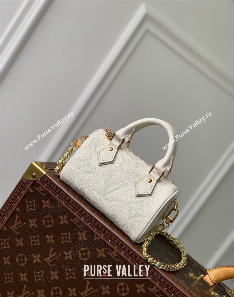 Louis Vuitton Nano Speedy Mini Bag in Bicolor Monogram Leather M24169 White/Green 2024 (KI-240807001)