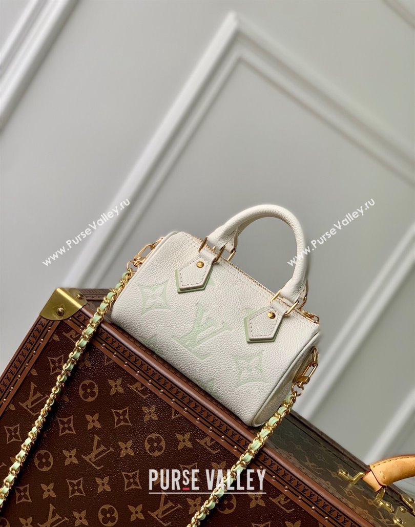 Louis Vuitton Nano Speedy Mini Bag in Bicolor Monogram Leather M24169 White/Green 2024 (KI-240807001)