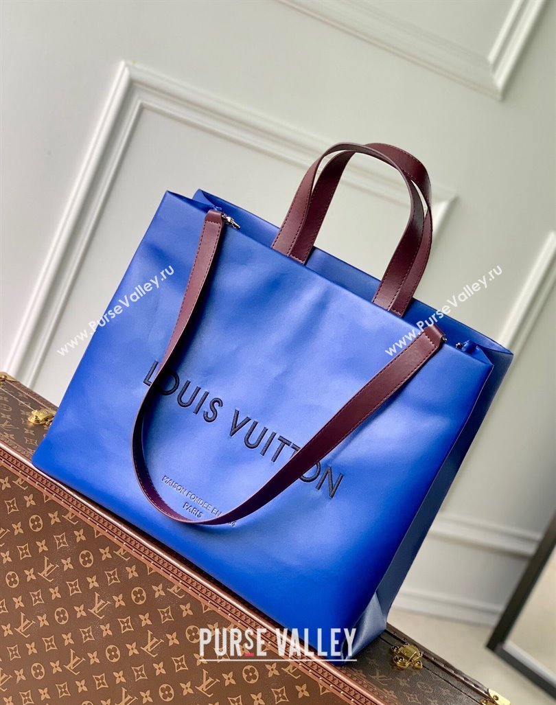 Louis Vuitton Shopper Tote MM bag in Calf Leather M24457 Blue 2024 (KI-240807017)