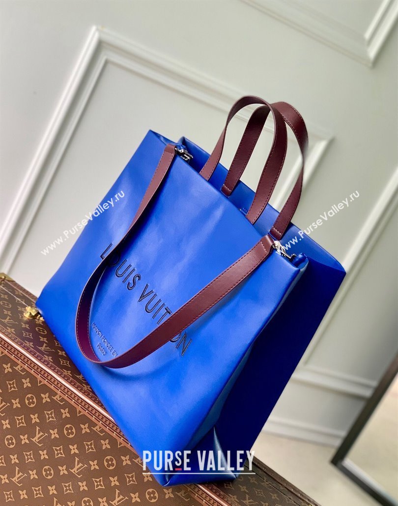 Louis Vuitton Shopper Tote MM bag in Calf Leather M24457 Blue 2024 (KI-240807017)