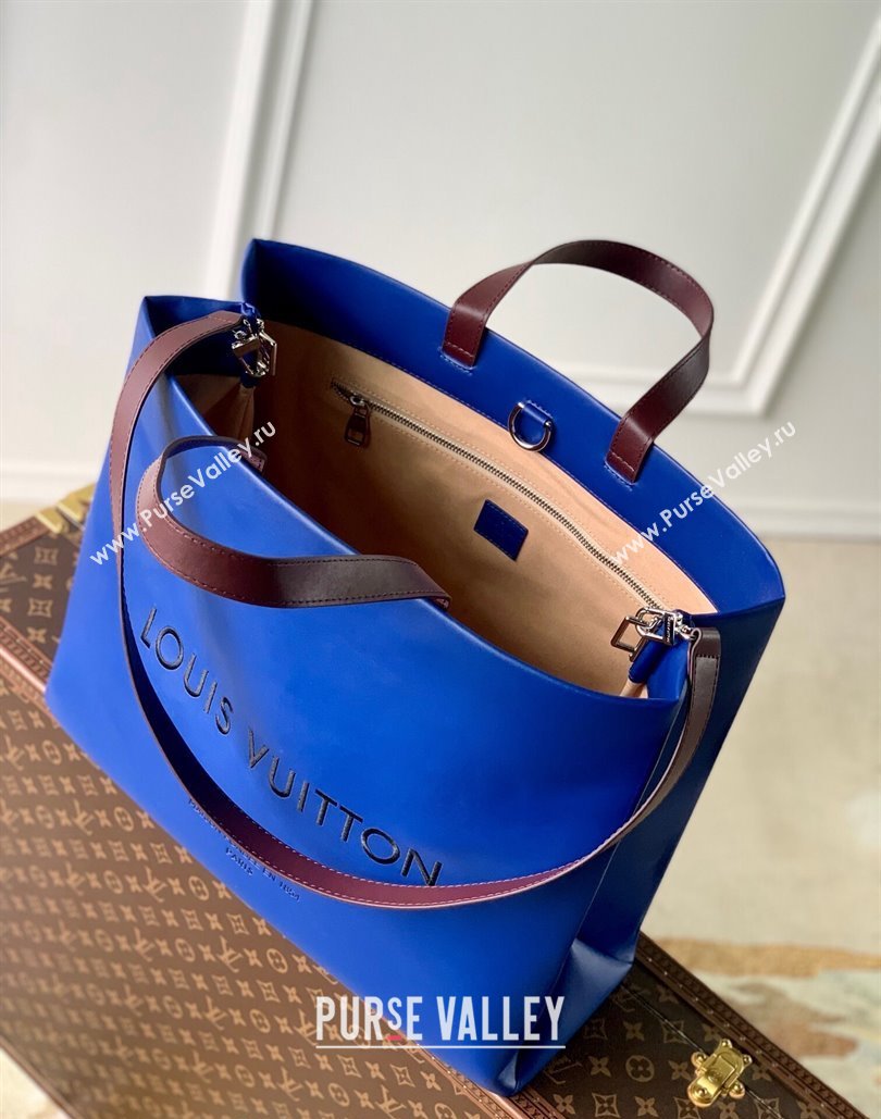 Louis Vuitton Shopper Tote MM bag in Calf Leather M24457 Blue 2024 (KI-240807017)