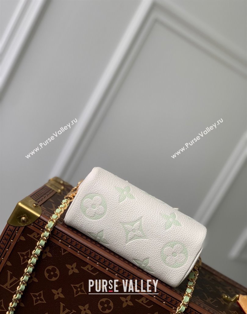 Louis Vuitton Nano Speedy Mini Bag in Bicolor Monogram Leather M24169 White/Green 2024 (KI-240807001)