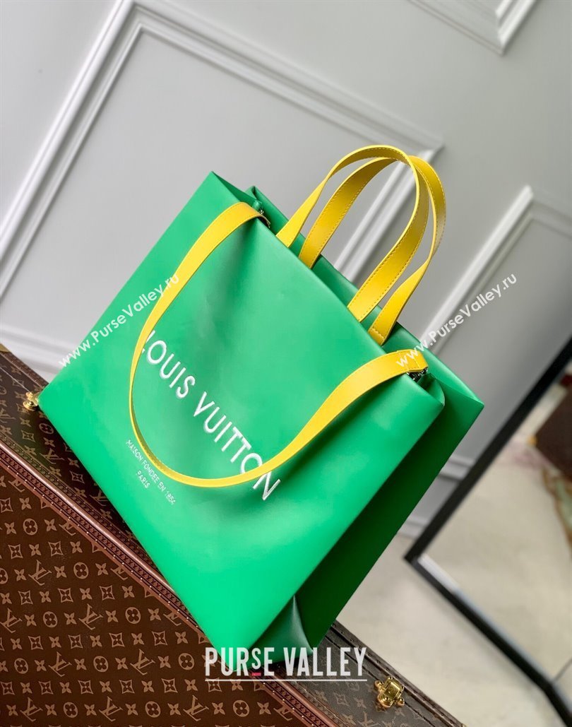 Louis Vuitton Shopper Tote MM bag in Calf Leather M24457 Green 2024 (KI-240807018)