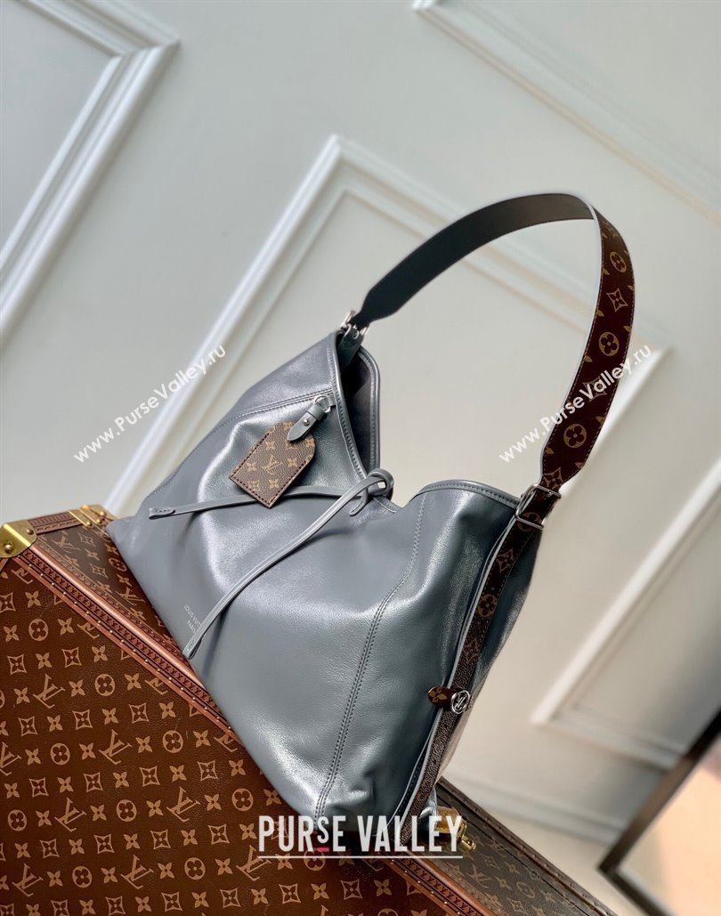 Louis Vuitton CarryAll Dark MM Hobo Bag in Lambskin M12583 Trianon Grey 2024 (KI-240807048)