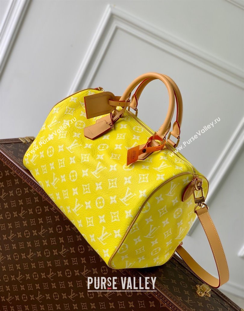 Louis Vuitton RUNWAY Speedy P9 Bandouliere 40 Bag in Soft Calfskin M24419 Neon Yellow 2024 (KI-240807010)