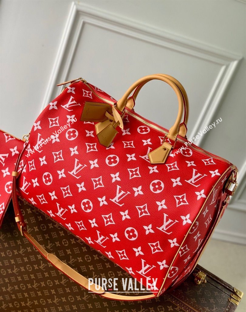 Louis Vuitton Speedy P9 Bandouliere 50 Travel Bag in Soft calfskin M46961 Red 2024 (KI-240807005)