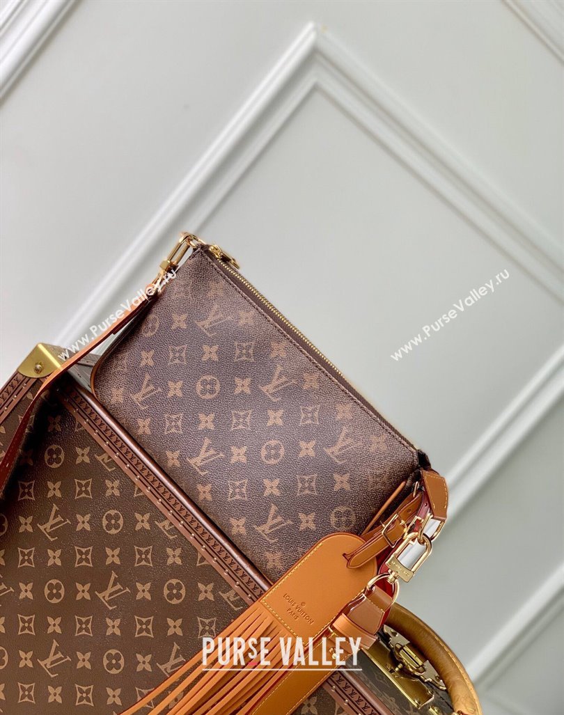 Louis Vuitton Pochette Accessoire XL Bag in Monogram Dust Canvas with Tassel Strap 2024 M11623 (KI-240807029)