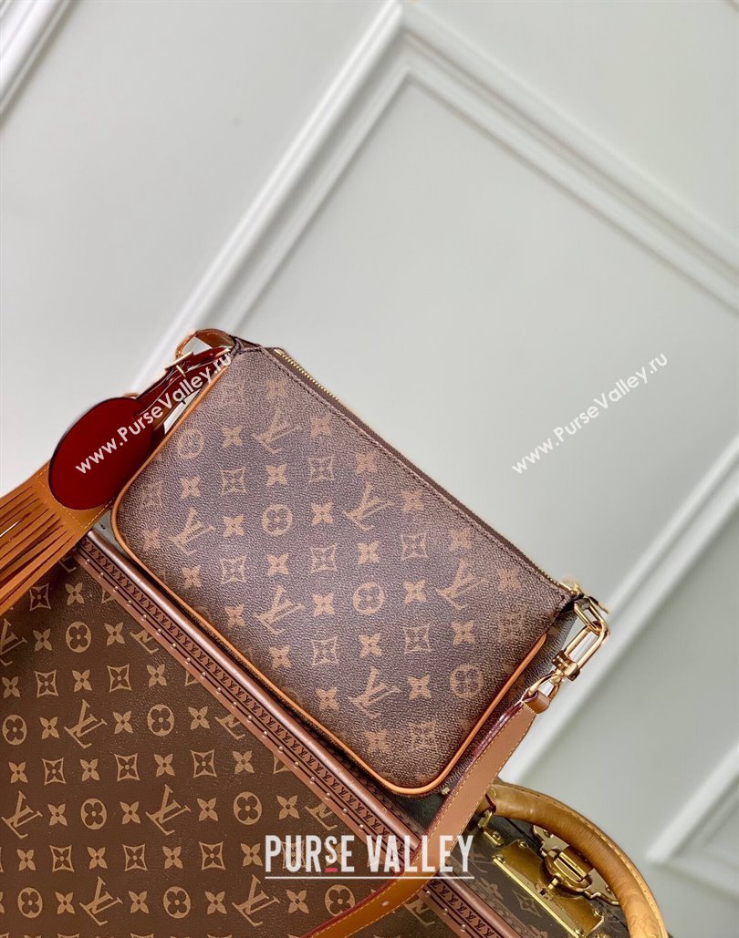 Louis Vuitton Pochette Accessoire XL Bag in Monogram Dust Canvas with Tassel Strap 2024 M11623 (KI-240807029)