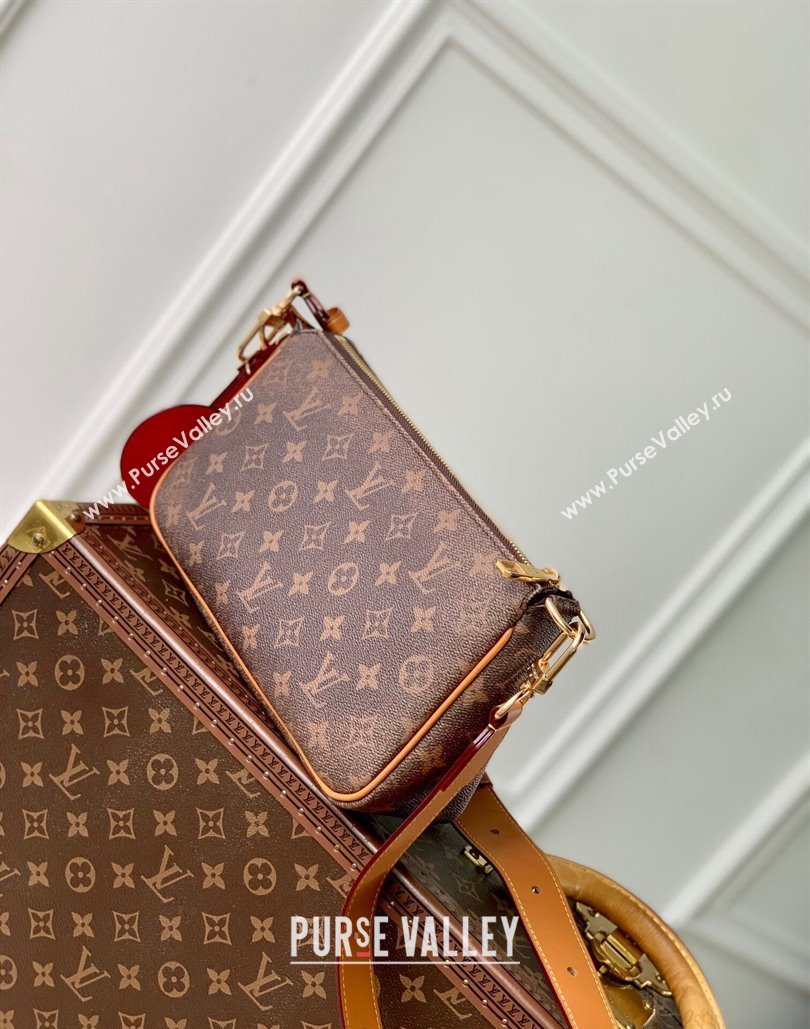 Louis Vuitton Pochette Accessoire XL Bag in Monogram Dust Canvas with Tassel Strap 2024 M11623 (KI-240807029)