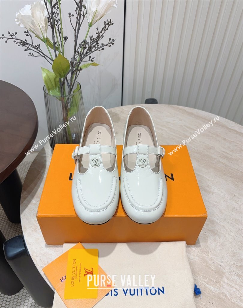 Louis Vuitton Soho Flat Mary Janes Flat Loafers in Naplak Leather White 2024 (KL-240815088)