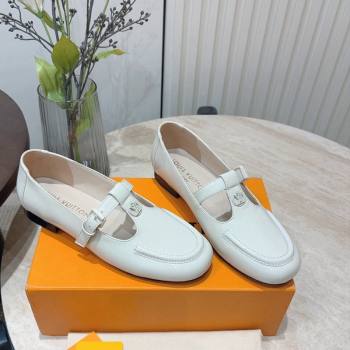 Louis Vuitton Soho Flat Mary Janes Flat Loafers in Naplak Leather White 2024 (KL-240815088)