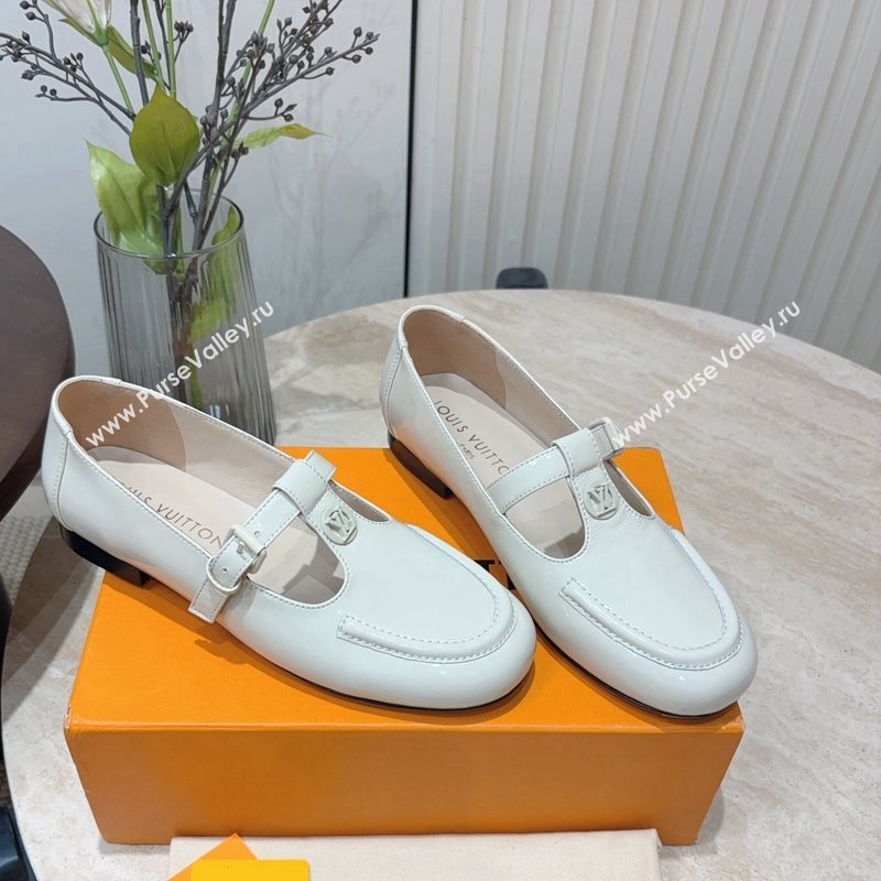 Louis Vuitton Soho Flat Mary Janes Flat Loafers in Naplak Leather White 2024 (KL-240815088)