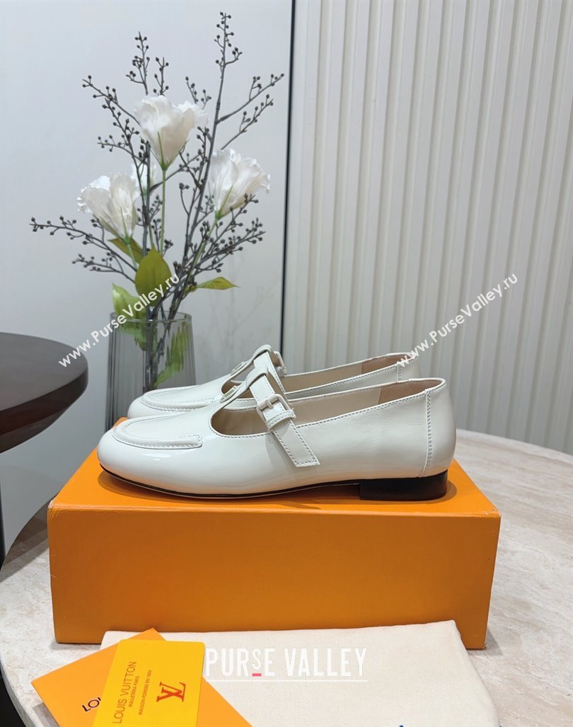 Louis Vuitton Soho Flat Mary Janes Flat Loafers in Naplak Leather White 2024 (KL-240815088)