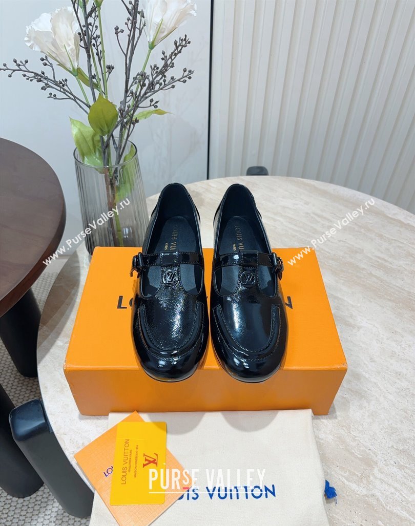 Louis Vuitton Soho Flat Mary Janes Flat Loafers in Naplak Leather Black 2024 (KL-240815089)