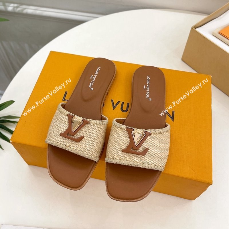 Louis Vuitton LV Capri Flat Slides Sandal in Raffia Straw Brown 2024 0815 (MD-240815101)