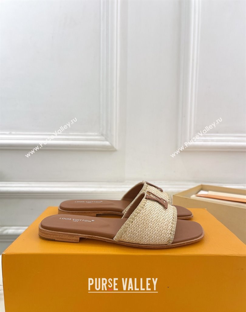 Louis Vuitton LV Capri Flat Slides Sandal in Raffia Straw Brown 2024 0815 (MD-240815101)