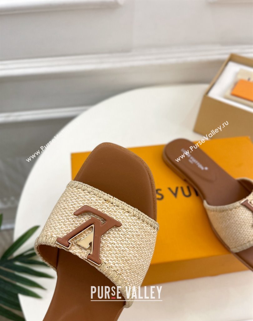 Louis Vuitton LV Capri Flat Slides Sandal in Raffia Straw Brown 2024 0815 (MD-240815101)