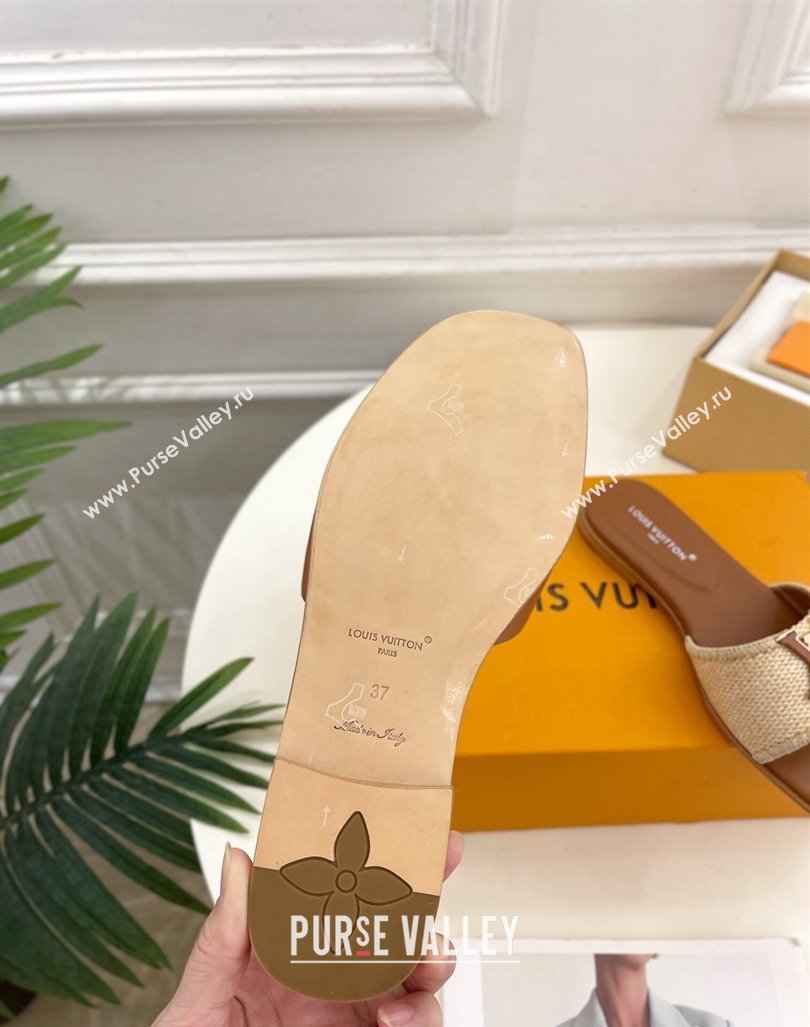 Louis Vuitton LV Capri Flat Slides Sandal in Raffia Straw Brown 2024 0815 (MD-240815101)