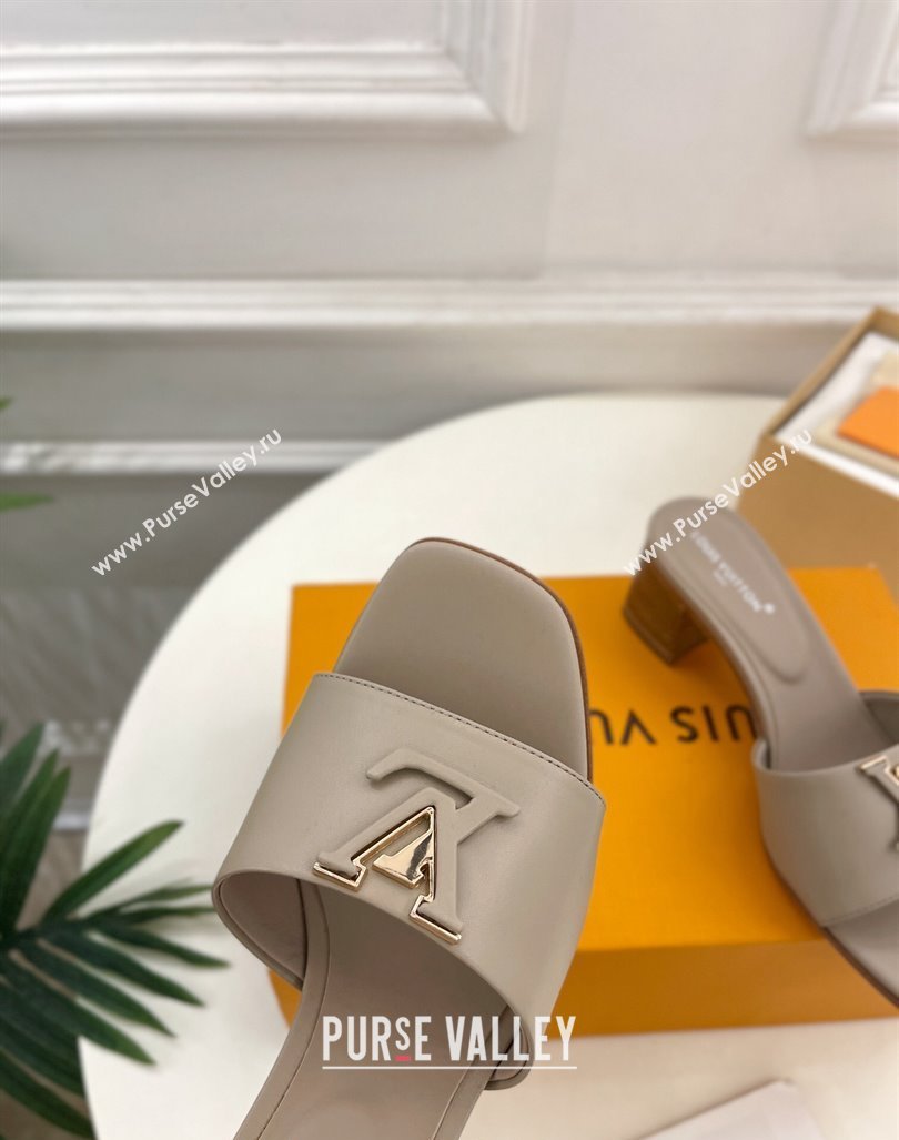 Louis Vuitton LV Capri Heel Slides Sandal 5cm in Calf Leather Grey 2024 0815 (MD-240815104)