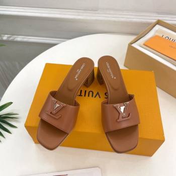 Louis Vuitton LV Capri Heel Slides Sandal 5cm in Calf Leather Brown 2 2024 0815 (MD-240815105)